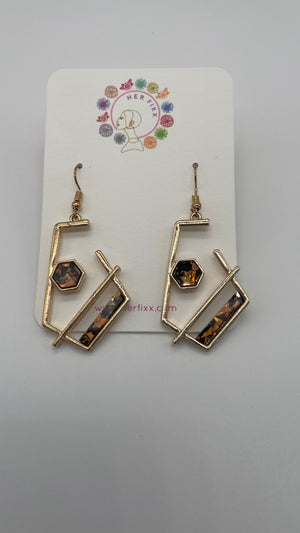 Wild Ting- Geometric Earring with colorful Cracked Stone Accents