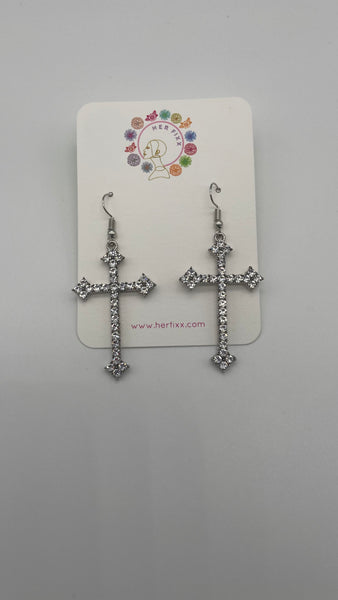 Serenity- Crystal Studded Cross Earrings – Her Fixx Shoppe