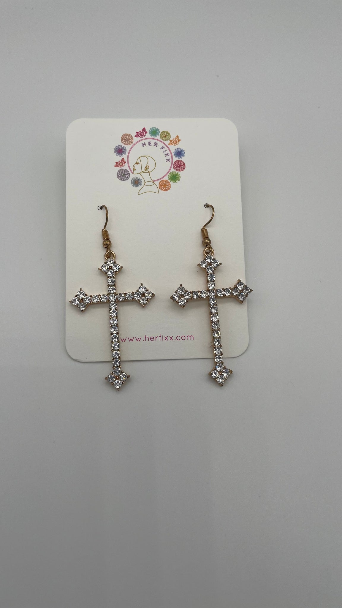 Serenity- Crystal Studded Cross Earrings