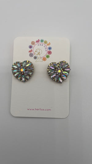 Mended Hearts- Blinged out Heart Shaped Post Earring