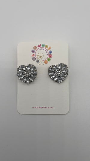 Mended Hearts- Blinged out Heart Shaped Post Earring