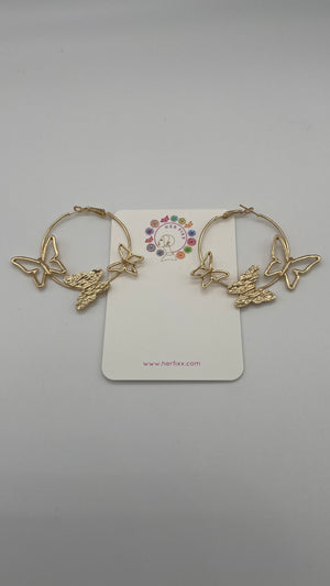 Metamorphosis- Hoop Earrings with Large Butterfly Accents