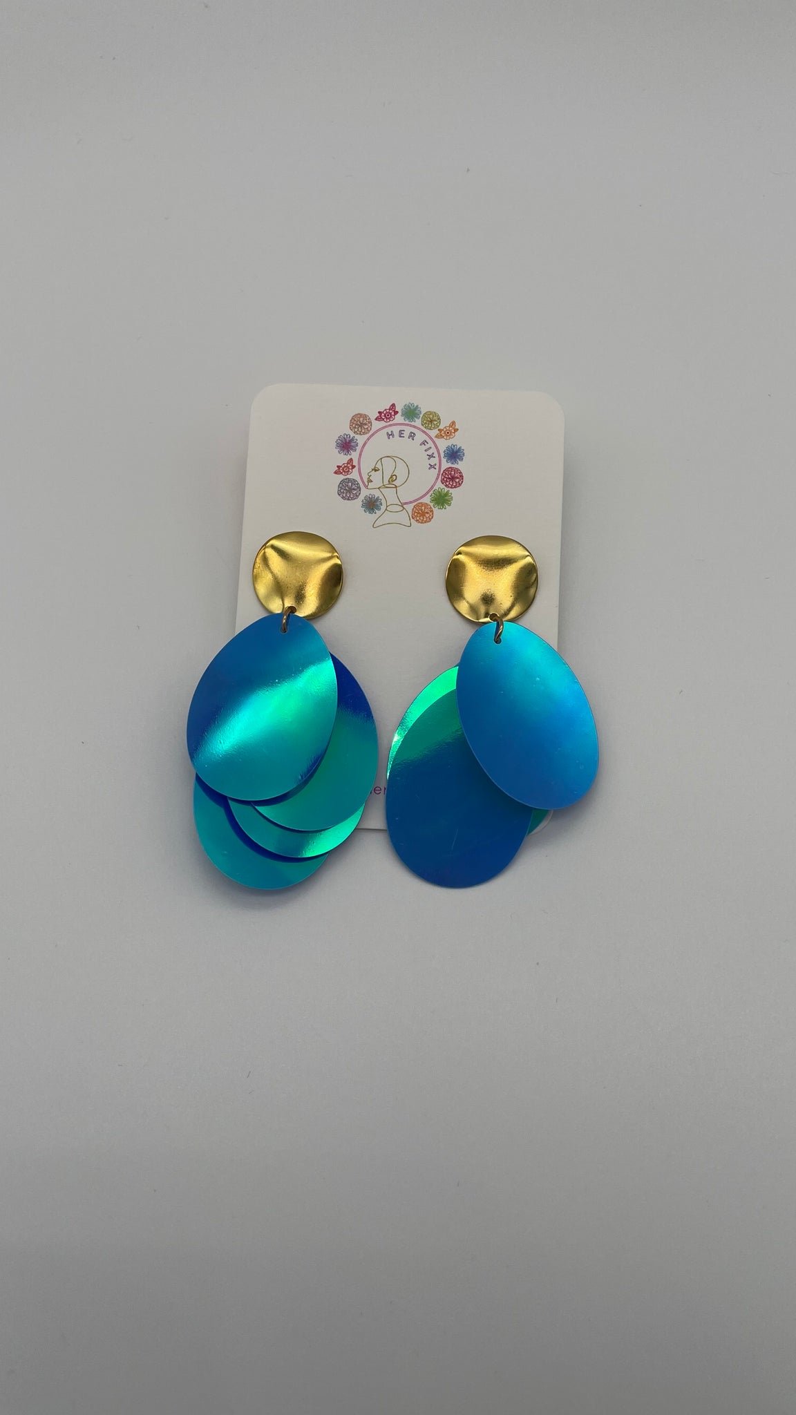 Pleaser- multicolored hanging post earring