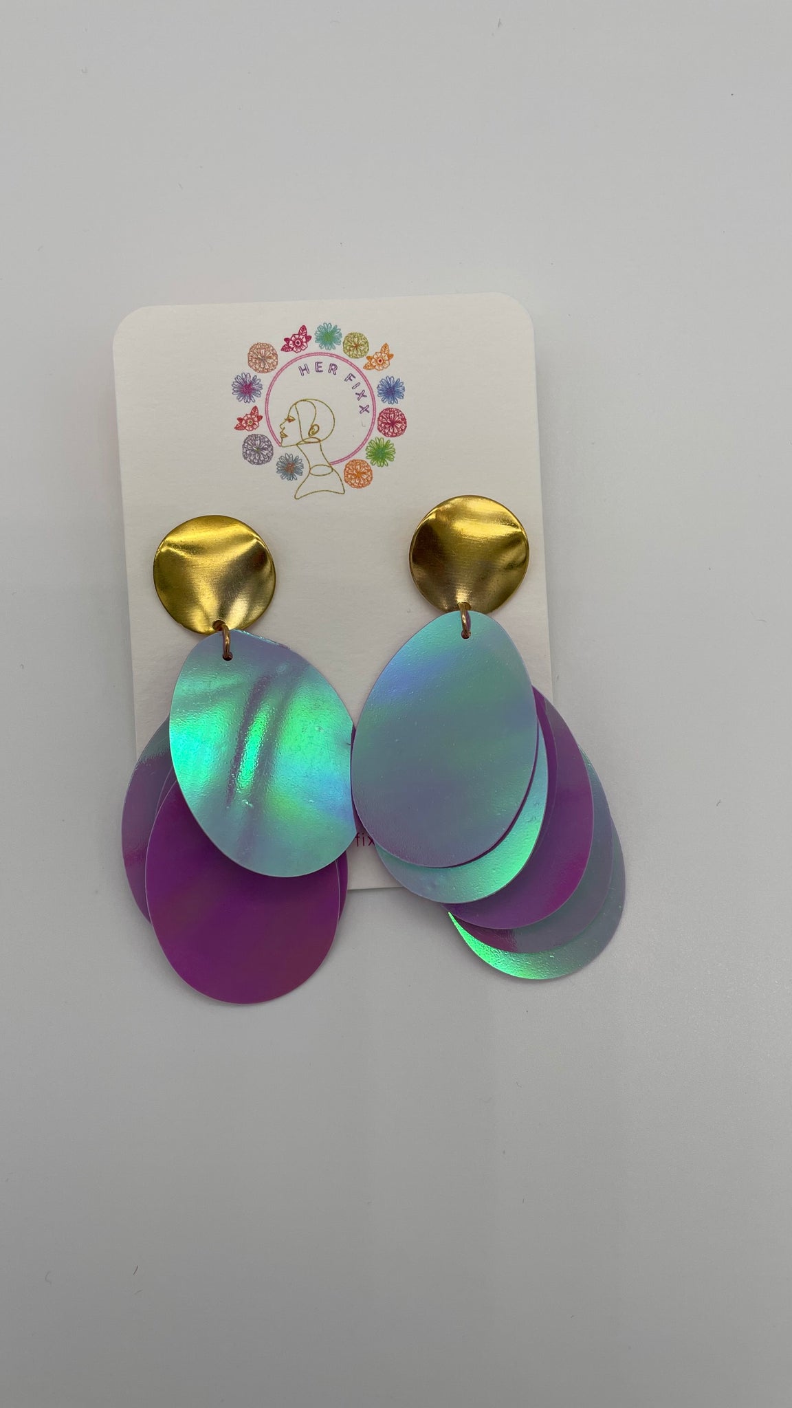 Pleaser- multicolored hanging post earring