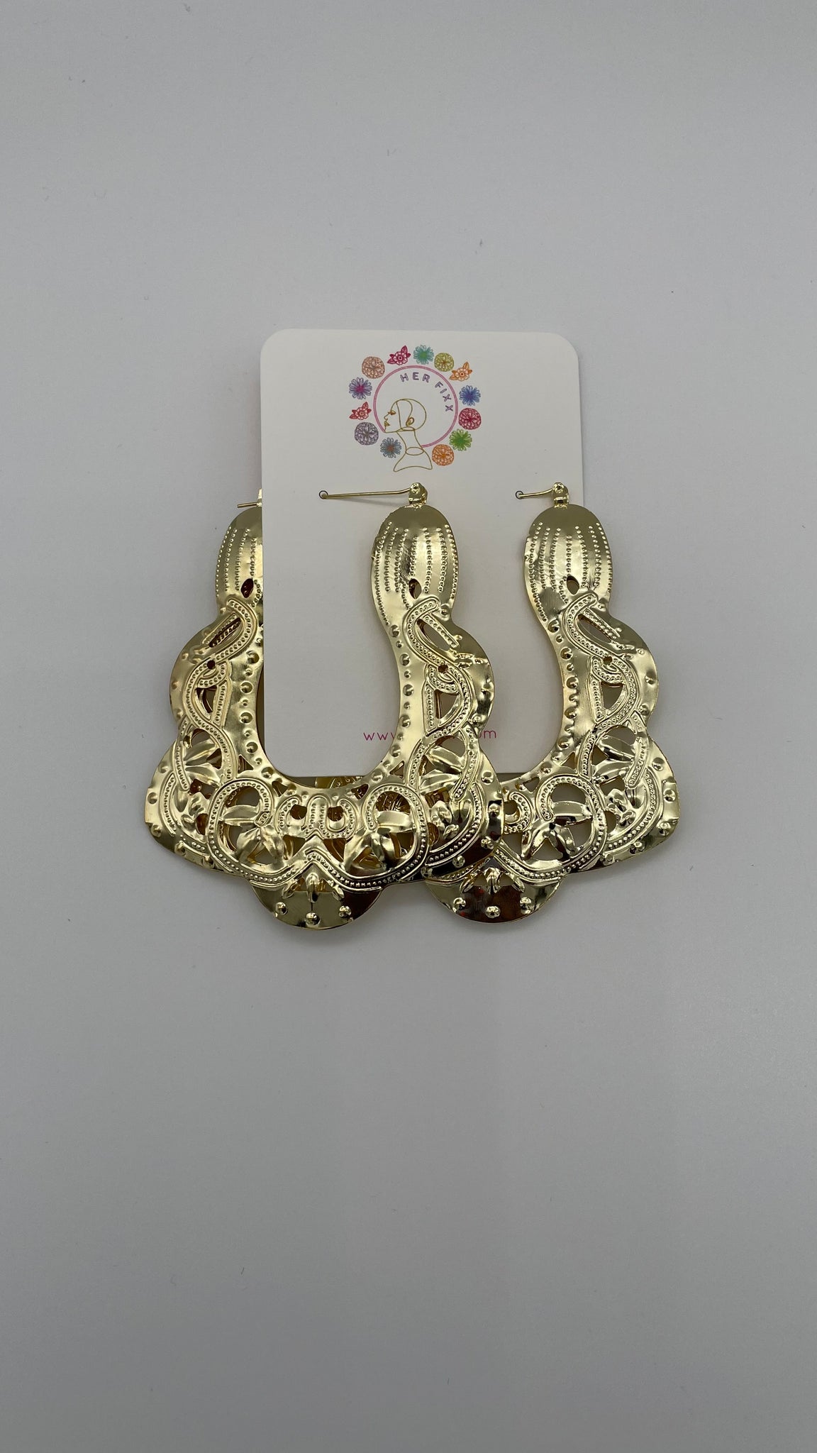 Pull Up- Gold Decorative Door Knocker Earring