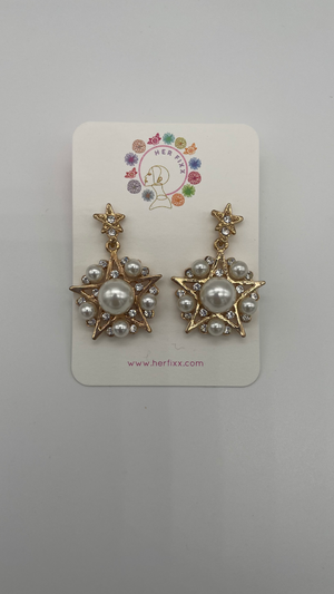 Pearl Gold Star Stud Earring